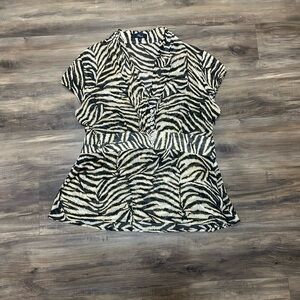 Zebra Print Button-Up Blouse